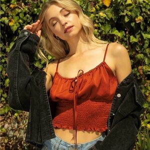 NWT Rust Smocked Cami Top